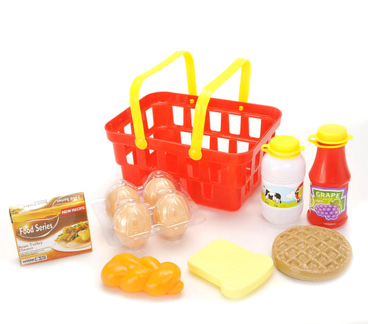 AZ Trading & Import Pretend Breakfast & Lunch Play Food Set with Basket for Kids - 10 Piece Set