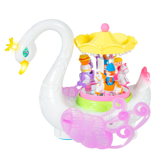 AZ Trading & Import Musical Rotating Horses Swan Carousel Music Box