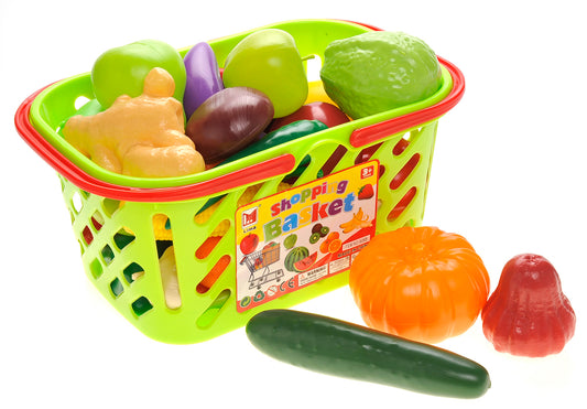 AZ Trading & Import Fruits And Vegetables Shopping Basket Grocery Play Food Set For Kids