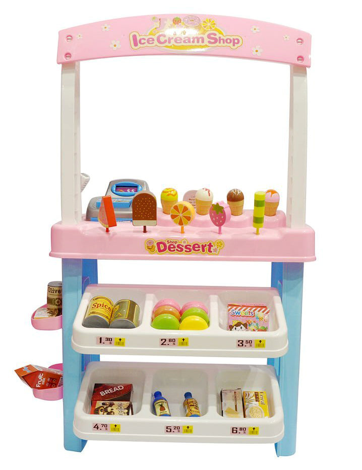 AZ Trading & Import Ice Cream Shop 47 Piece Luxury Grocery Supermarket Pretend Playset (Pink)