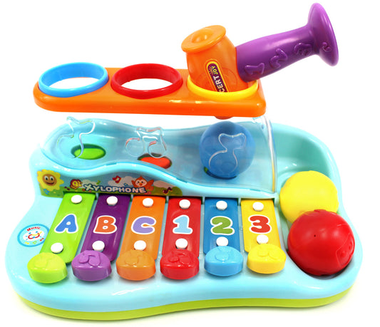 AZ Trading & Import Rainbow Xylophone Piano Pounding Bench For Kids With Balls And Hammer