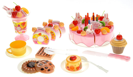 AZ Trading & Import Birthday Cake 75pcs Pretend Play Food Toy Set (Pink)