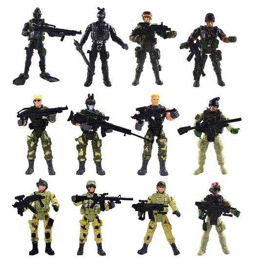 AZ Trading & Import Special Force Army SWAT Soldiers Action Figures with Weapons and Accessories 4 Inches Tall, 12 Figures/Pack