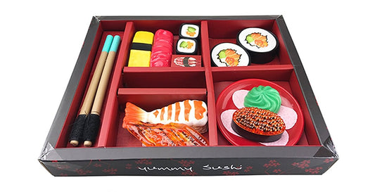 AZ Trading & Import Japanese Sushi Dinner Bento Box Pretend Play Cutting Food Set 21pcs