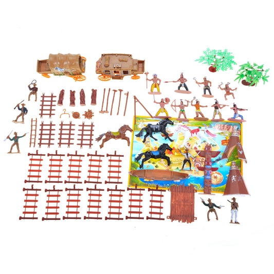 AZ Trading & Import Wild West Native American Indians and Cowboy Playset