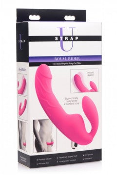 XR Brands Strap U Royal Rider Vibrating Strapless Strap- on Dildo - Pink