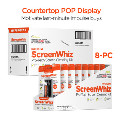 ScreenWhiz 2 - in - 1 Screen Cleaning Kit 8PC Countertop POP - US Stores