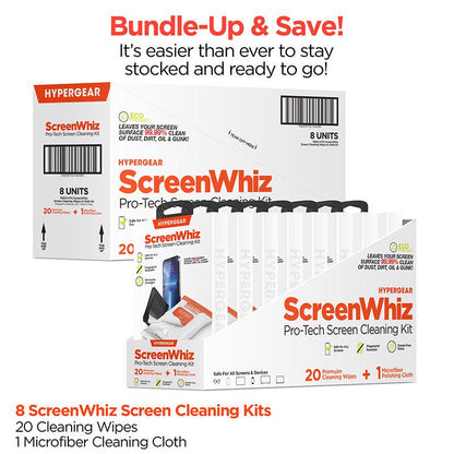 ScreenWhiz Screen Cleaning Wipes & Cloth Kit 8PC POP - US Stores