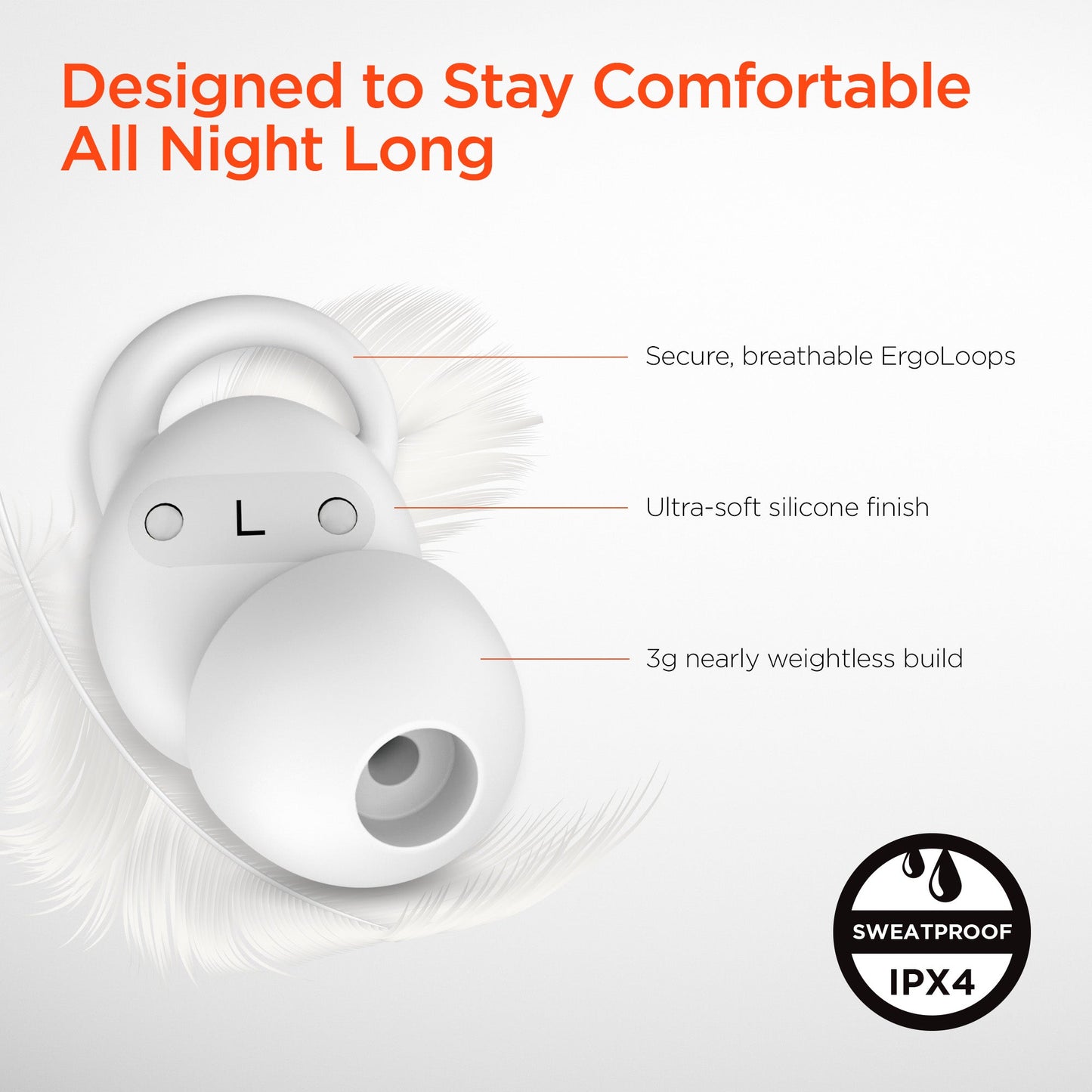 SleepEEZ Mini Noise-Blocking True Wireless Earbuds for Sleeping | White - US Stores