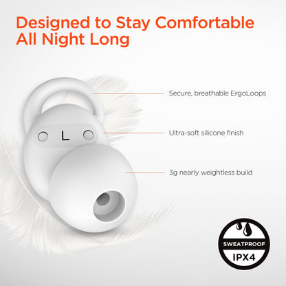 SleepEEZ Mini Noise-Blocking True Wireless Earbuds for Sleeping | White - US Stores