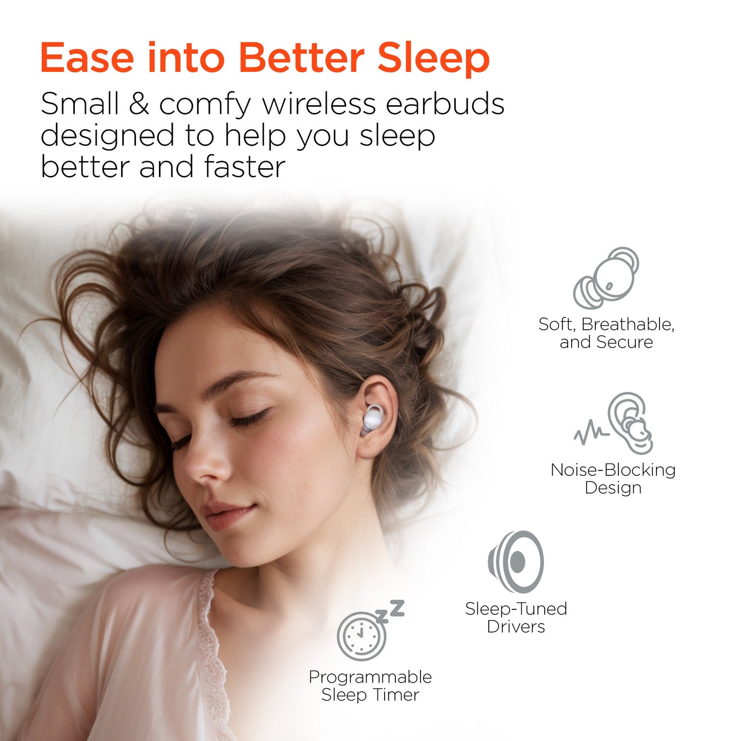 SleepEEZ Mini Noise-Blocking True Wireless Earbuds for Sleeping | White - US Stores