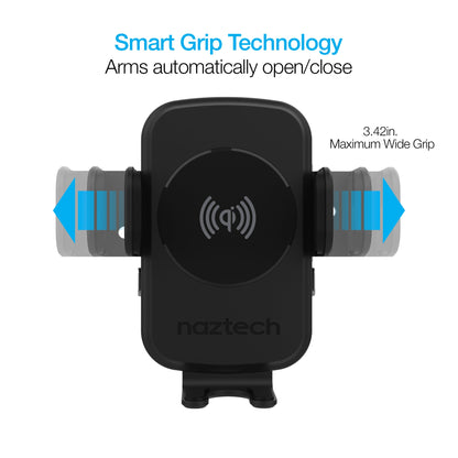 Smart Grip 15W Wireless Fast Charging Mount | Vent + Dashboard + Windshield | Black - US Stores