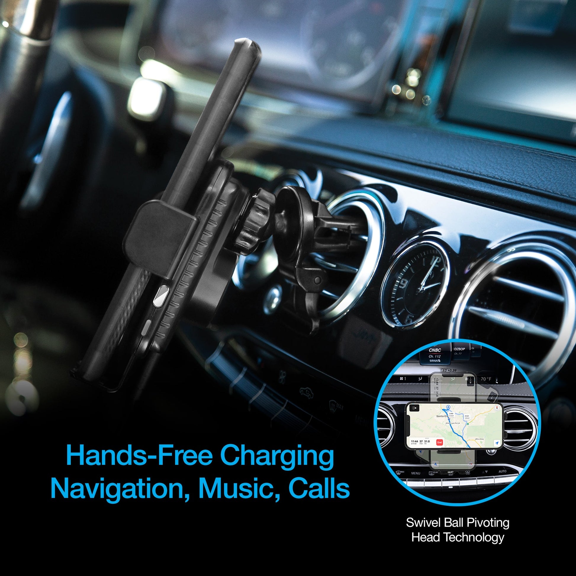 Smart Grip 15W Wireless Fast Charging Mount | Vent + Dashboard + Windshield | Black - US Stores