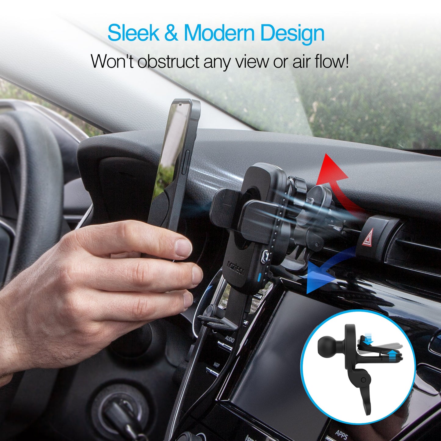 Smart Grip 15W Wireless Fast Charging Mount | Vent + Dashboard + Windshield | Black - US Stores