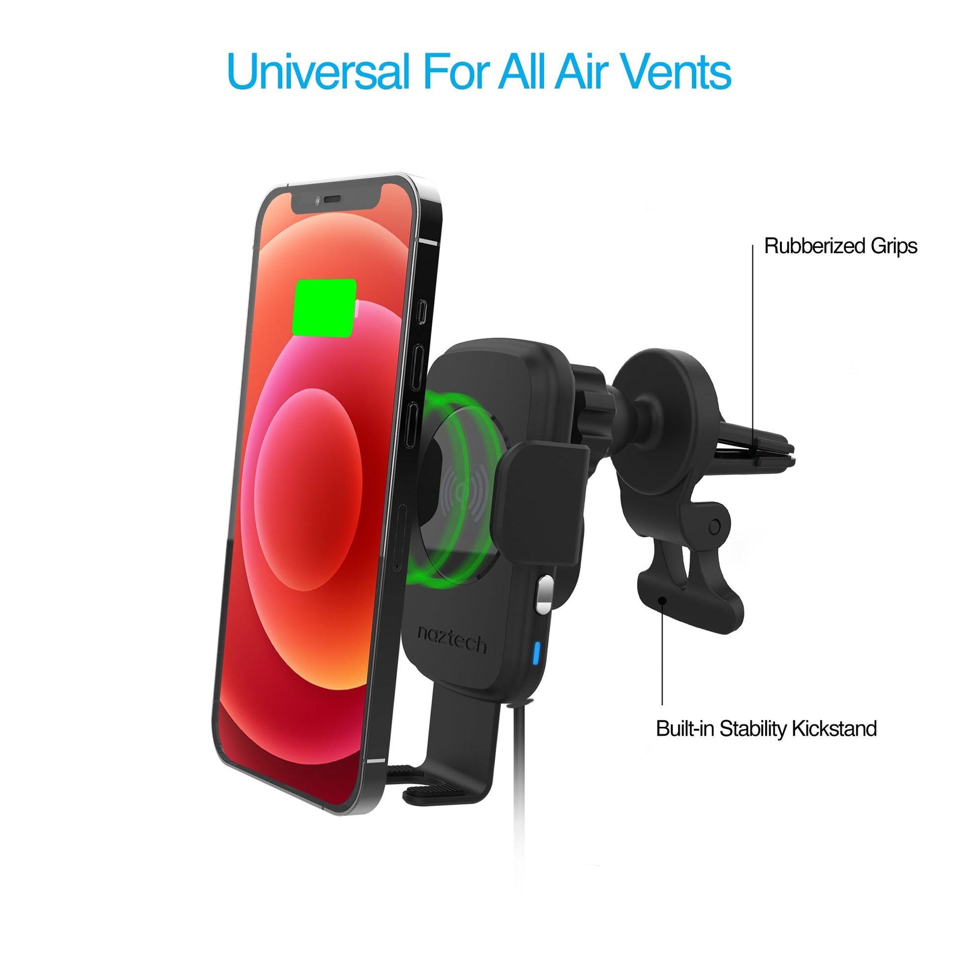 Smart Grip 15W Wireless Fast Charging Mount | Vent + Dashboard + Windshield | Black - US Stores