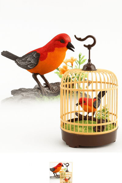 Sound Activated Singing & Chirping Bird in Cage – Realistic Moving & Flapping Bird Toy - US Stores