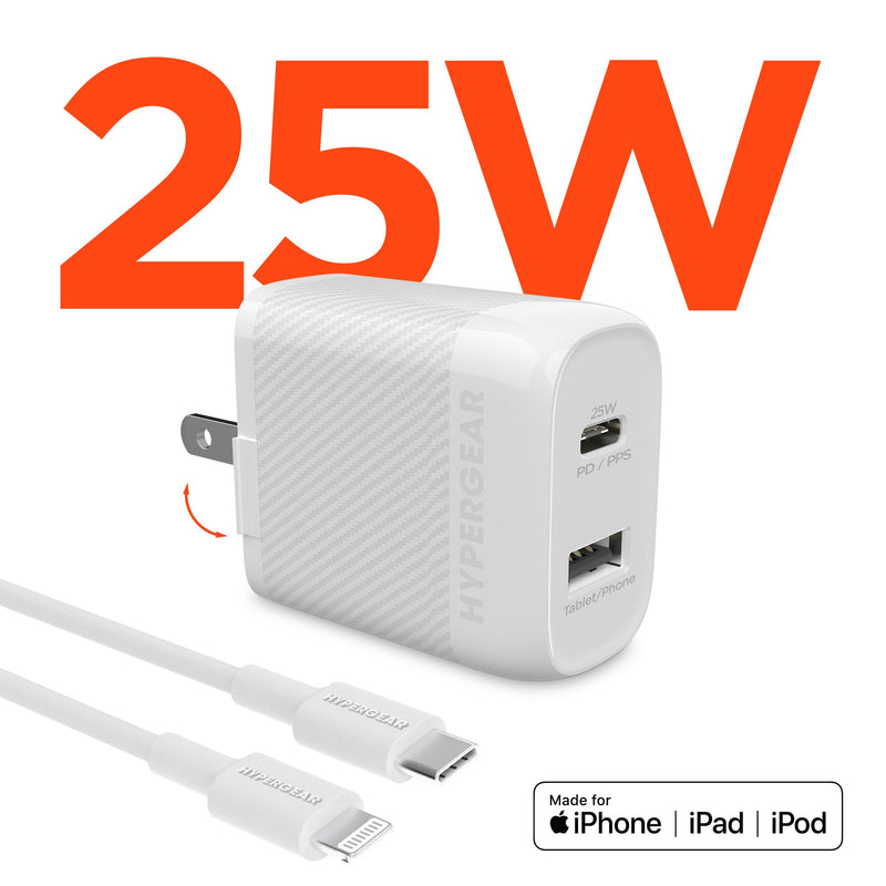 "SpeedBoost 25W USB-C PD + 12W USB Fast Wall Charger with PPS | 6ft MFi Lightning Cable " - US Stores