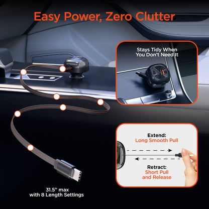 SpeedBoost 3-in-1 Fast Car Charger with Retractable 30W USB-C PD Cable - US Stores