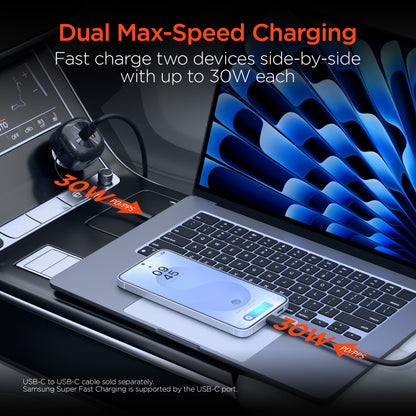 SpeedBoost 3-in-1 Fast Car Charger with Retractable 30W USB-C PD Cable - US Stores