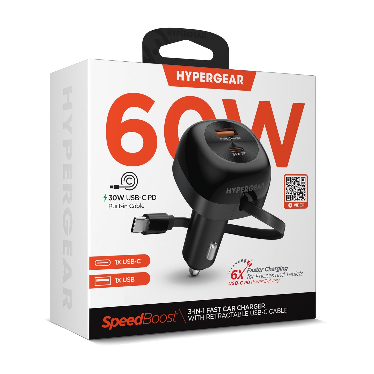 SpeedBoost 3-in-1 Fast Car Charger with Retractable 30W USB-C PD Cable - US Stores