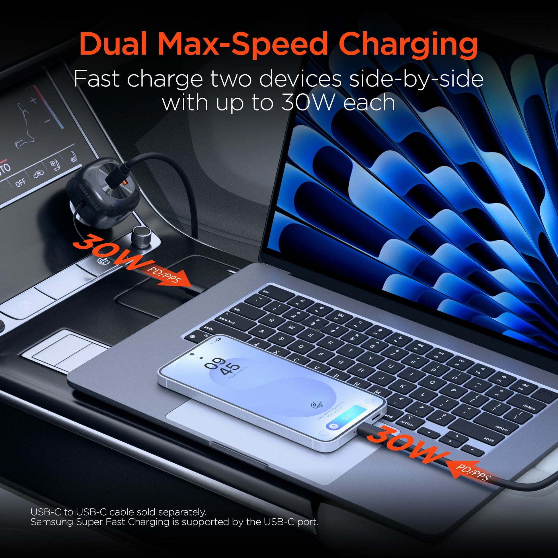 SpeedBoost 3-in-1 Fast Car Charger with Retractable 30W USB-C PD Cable - US Stores
