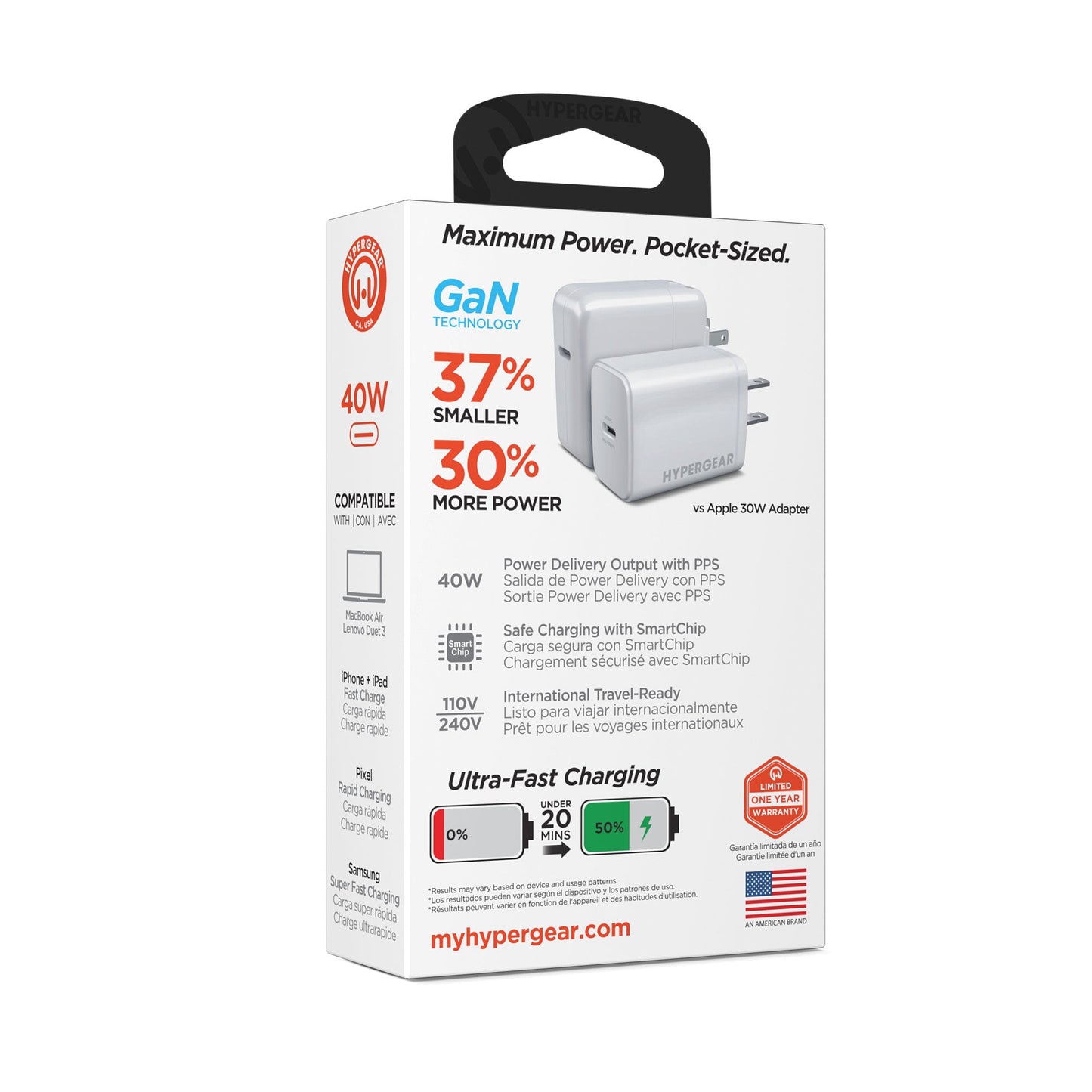 SpeedBoost 40W USB-C PD GaN Fast Wall Charger with PPS - US Stores
