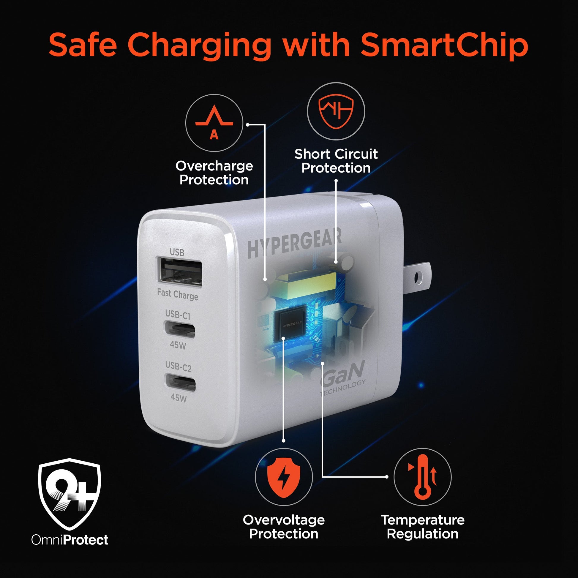 SpeedBoost 45W USB - C PD Tri - Port GaN Fast Wall Charger with PPS | White - US Stores