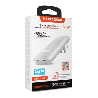 SpeedBoost 65W Dual USB-C PD Ultra-Slim GaN Laptop Charger with PPS - US Stores
