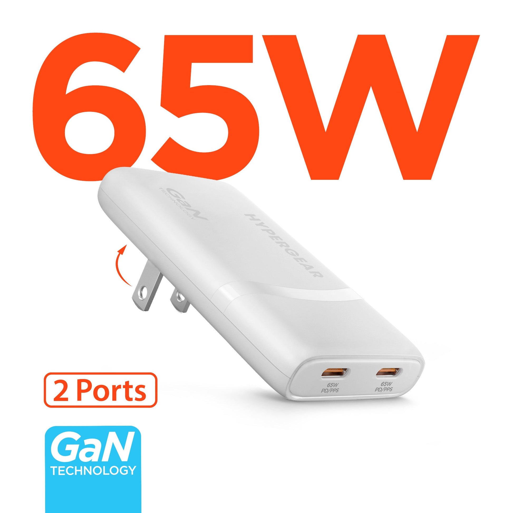 SpeedBoost 65W Dual USB-C PD Ultra-Slim GaN Laptop Charger with PPS - US Stores