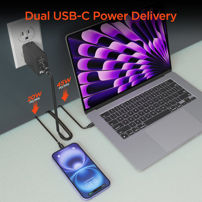 SpeedBoost 65W USB-C PD Tri-Port GaN Laptop Charger with PPS and Digital Display - US Stores