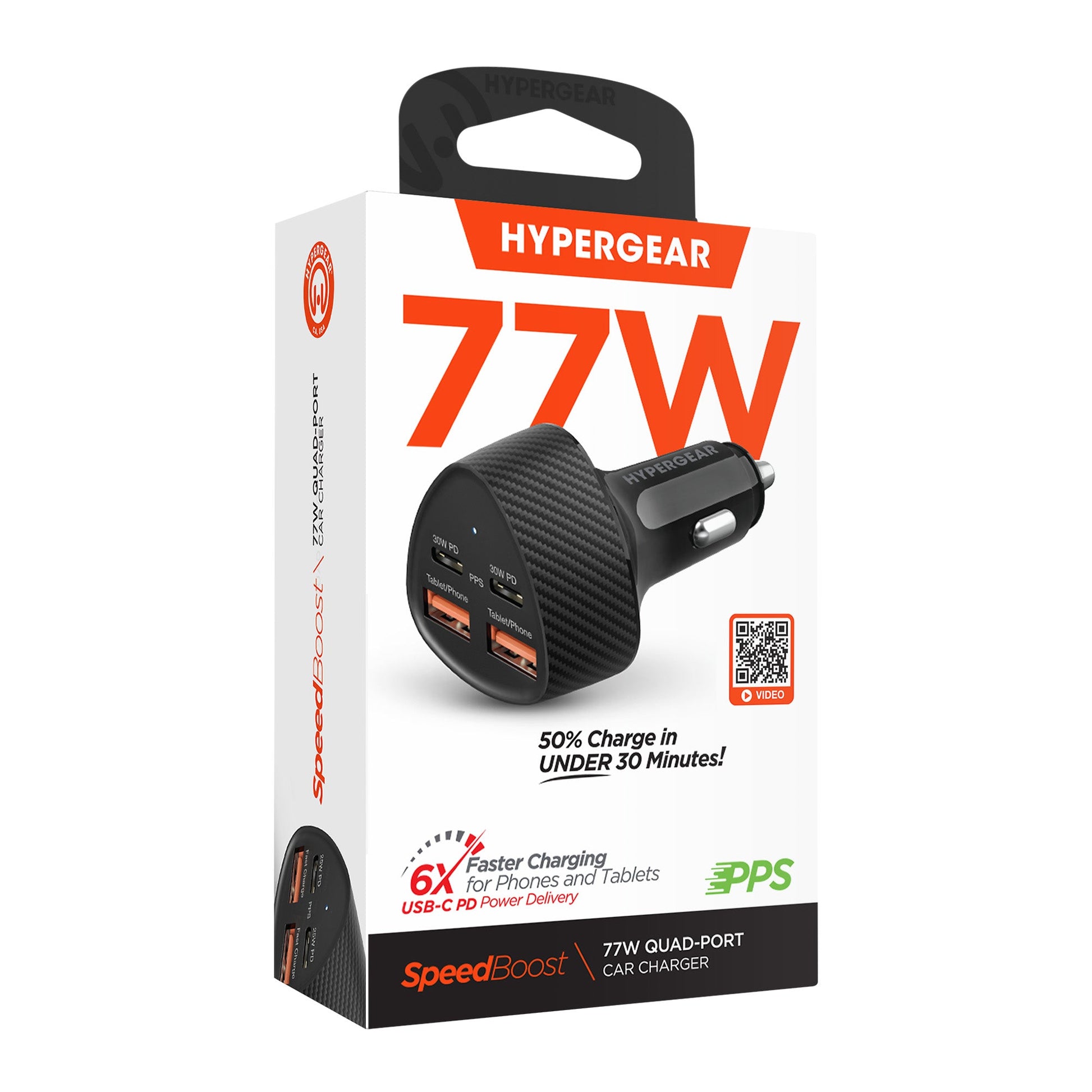 SpeedBoost 77W Quad-Port Fast Car Charger with Dual 30W USB-C PD PPS - US Stores