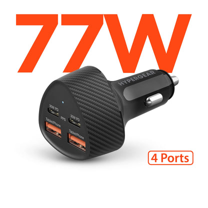 SpeedBoost 77W Quad-Port Fast Car Charger with Dual 30W USB-C PD PPS - US Stores