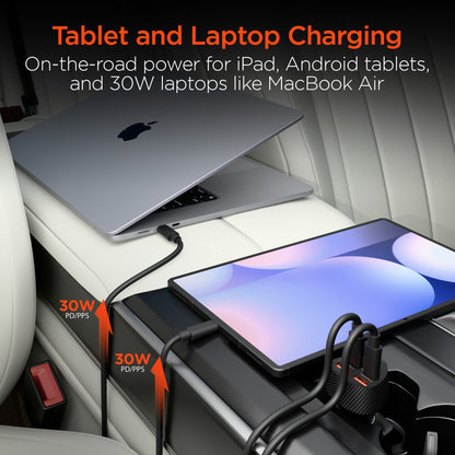 SpeedBoost 77W Quad-Port Fast Car Charger with Dual 30W USB-C PD PPS - US Stores