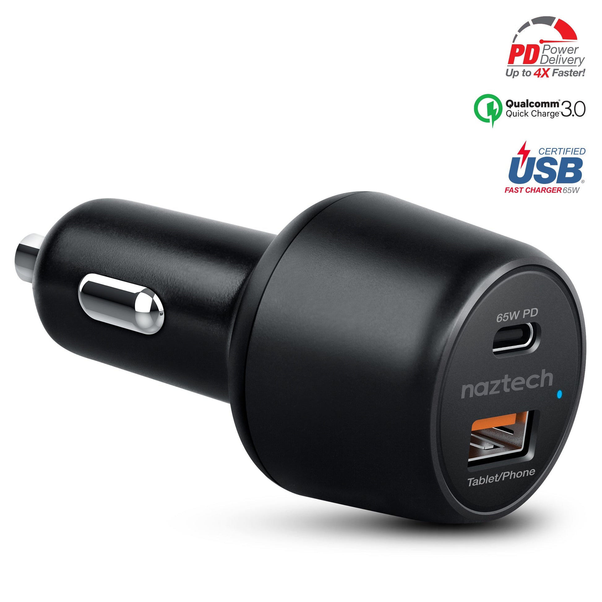 SpeedMax65 65W USB-C PD + USB Laptop Car Charger with Quick Charge 3.0 | Black - US Stores