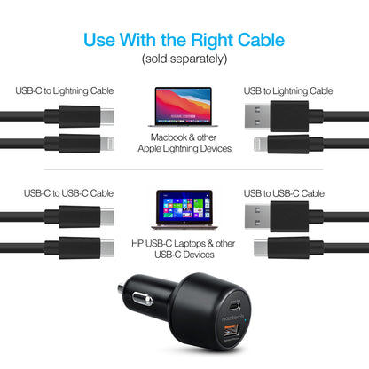 SpeedMax65 65W USB-C PD + USB Laptop Car Charger with Quick Charge 3.0 | Black - US Stores
