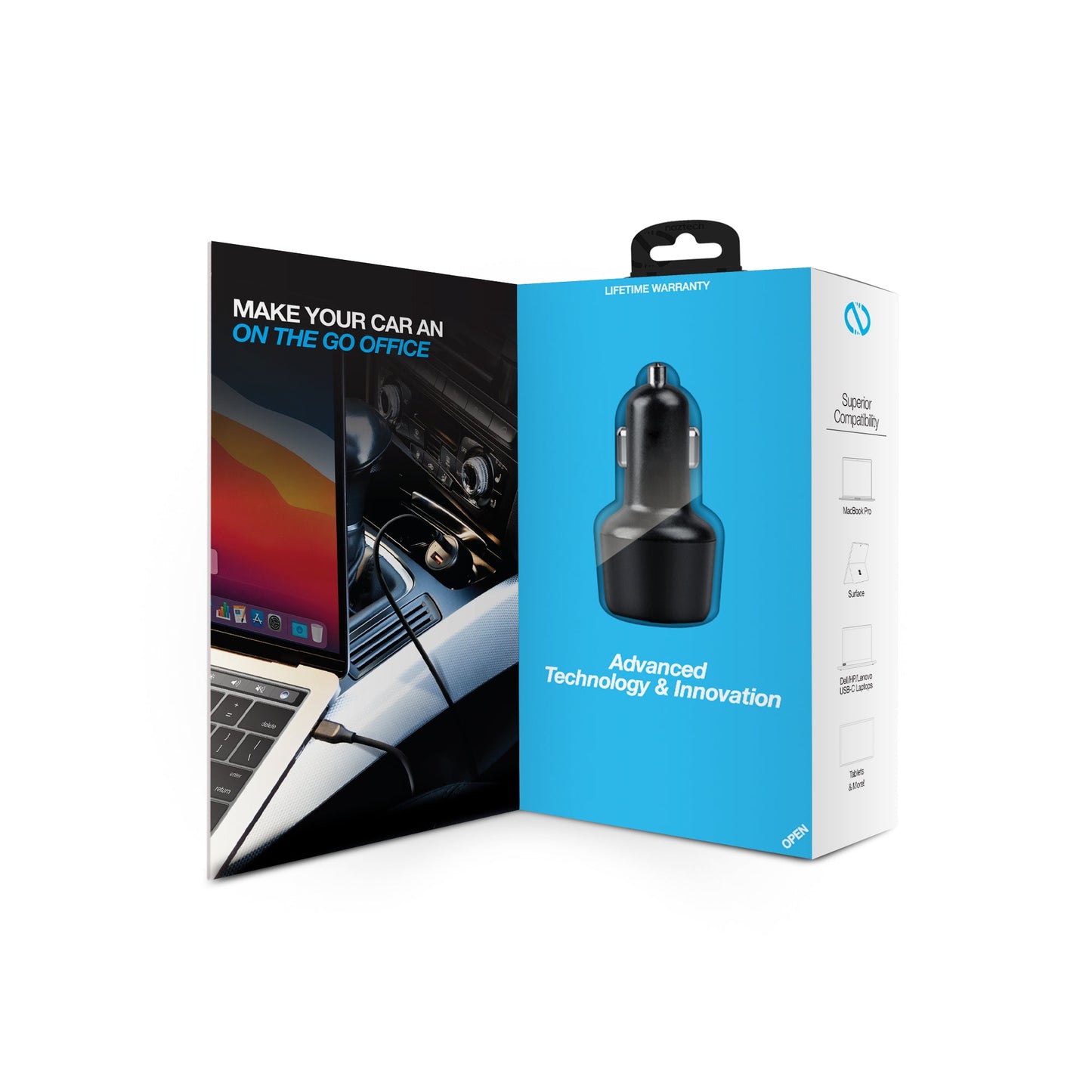 SpeedMax65 65W USB-C PD + USB Laptop Car Charger with Quick Charge 3.0 | Black - US Stores