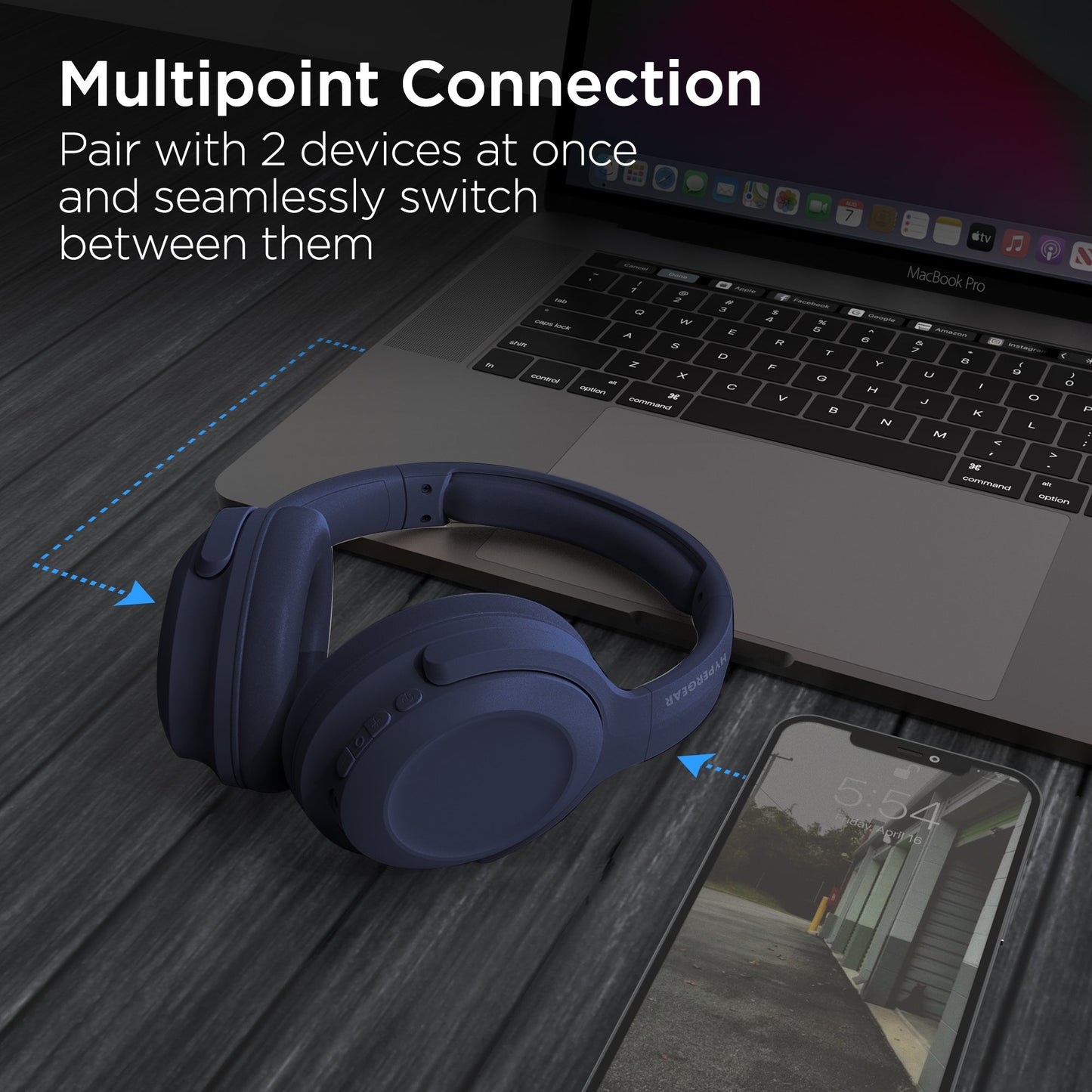 Stealth2 ANC Wireless Noise Cancelling Over-the-Ear Headphones | Blue - US Stores