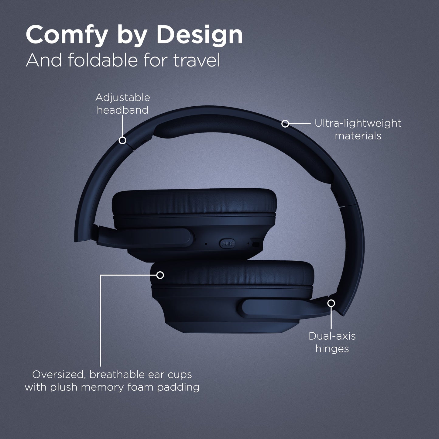 Stealth2 ANC Wireless Noise Cancelling Over-the-Ear Headphones | Blue - US Stores