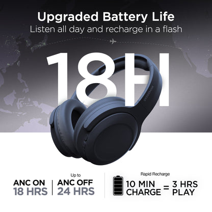 Stealth2 ANC Wireless Noise Cancelling Over-the-Ear Headphones | Blue - US Stores