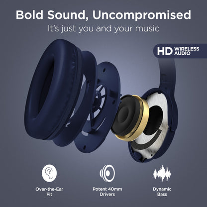 Stealth2 ANC Wireless Noise Cancelling Over-the-Ear Headphones | Blue - US Stores