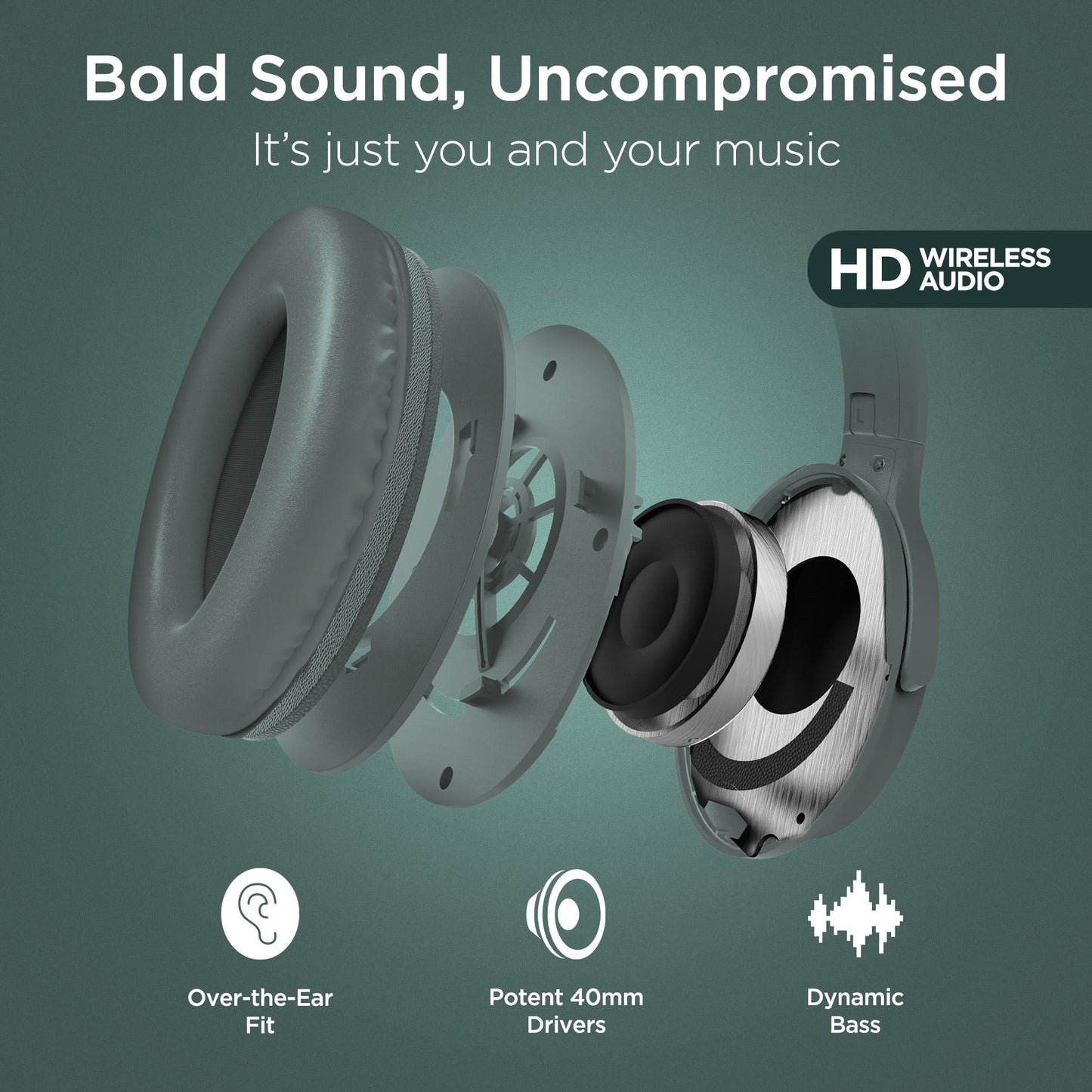 Stealth2 ANC Wireless Noise Cancelling Over-the-Ear Headphones | Green - US Stores