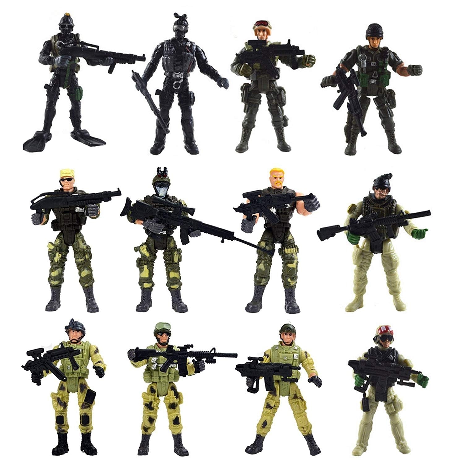 SWAT Soldiers Action Figures Set – 12 Military Toy Figures with Weapons - US Stores