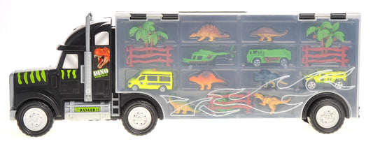 AZ Trading & Import 22" Transport Dinosaurs Car Carrier Truck Toy Includes Dinosaur Toys, Cars and Helicopter