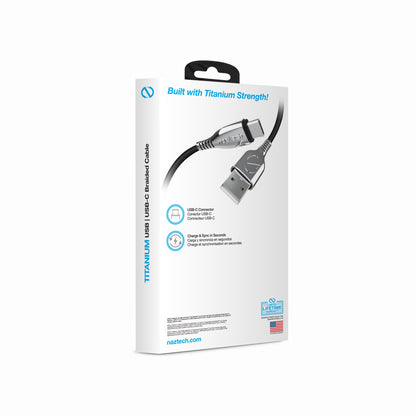 TITANIUM USB to USB-C Braided Cable | 6ft | Black - US Stores