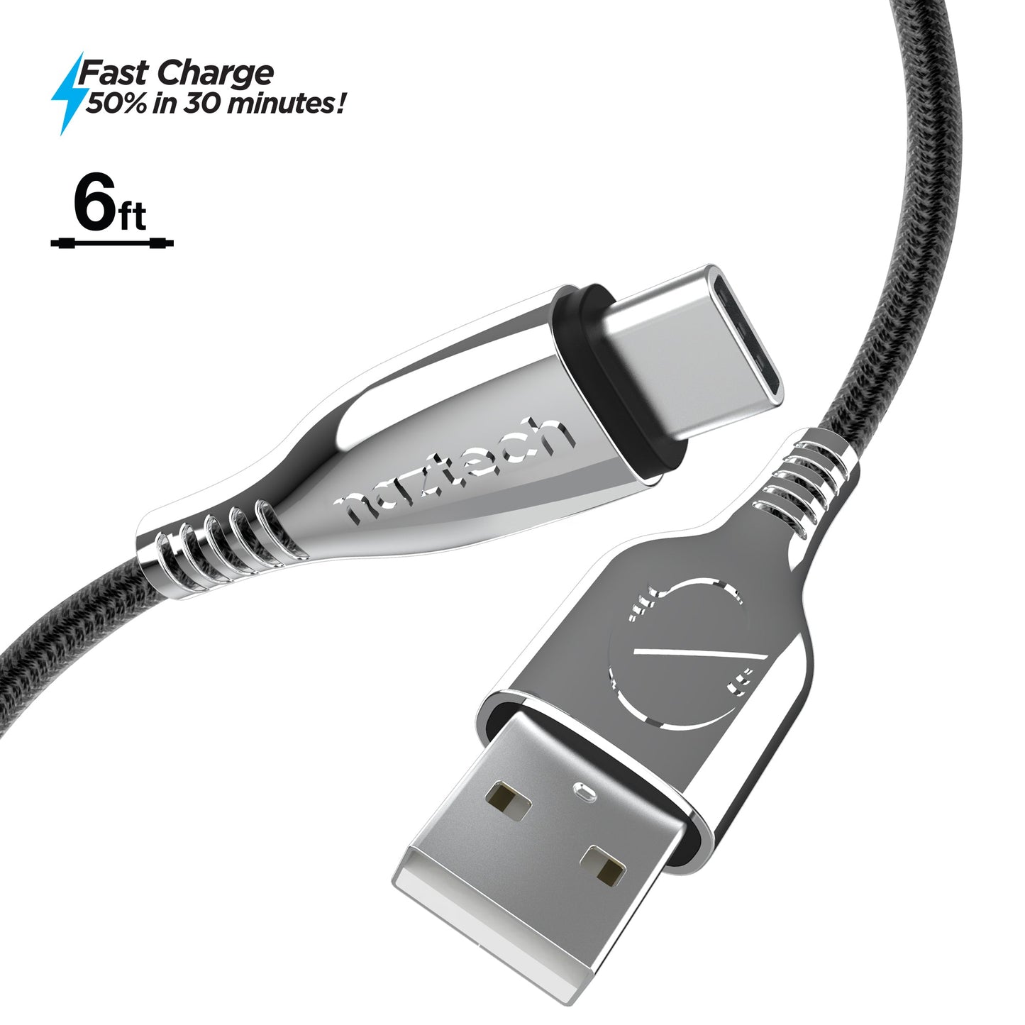 TITANIUM USB to USB-C Braided Cable | 6ft | Black - US Stores