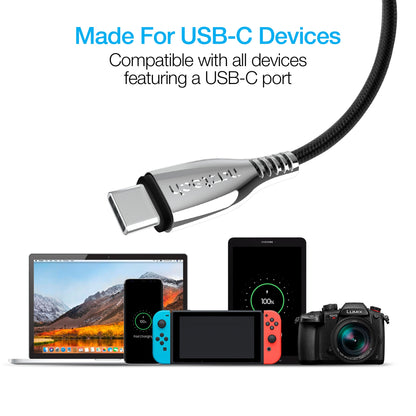 TITANIUM USB to USB-C Braided Cable | 6ft | Black - US Stores