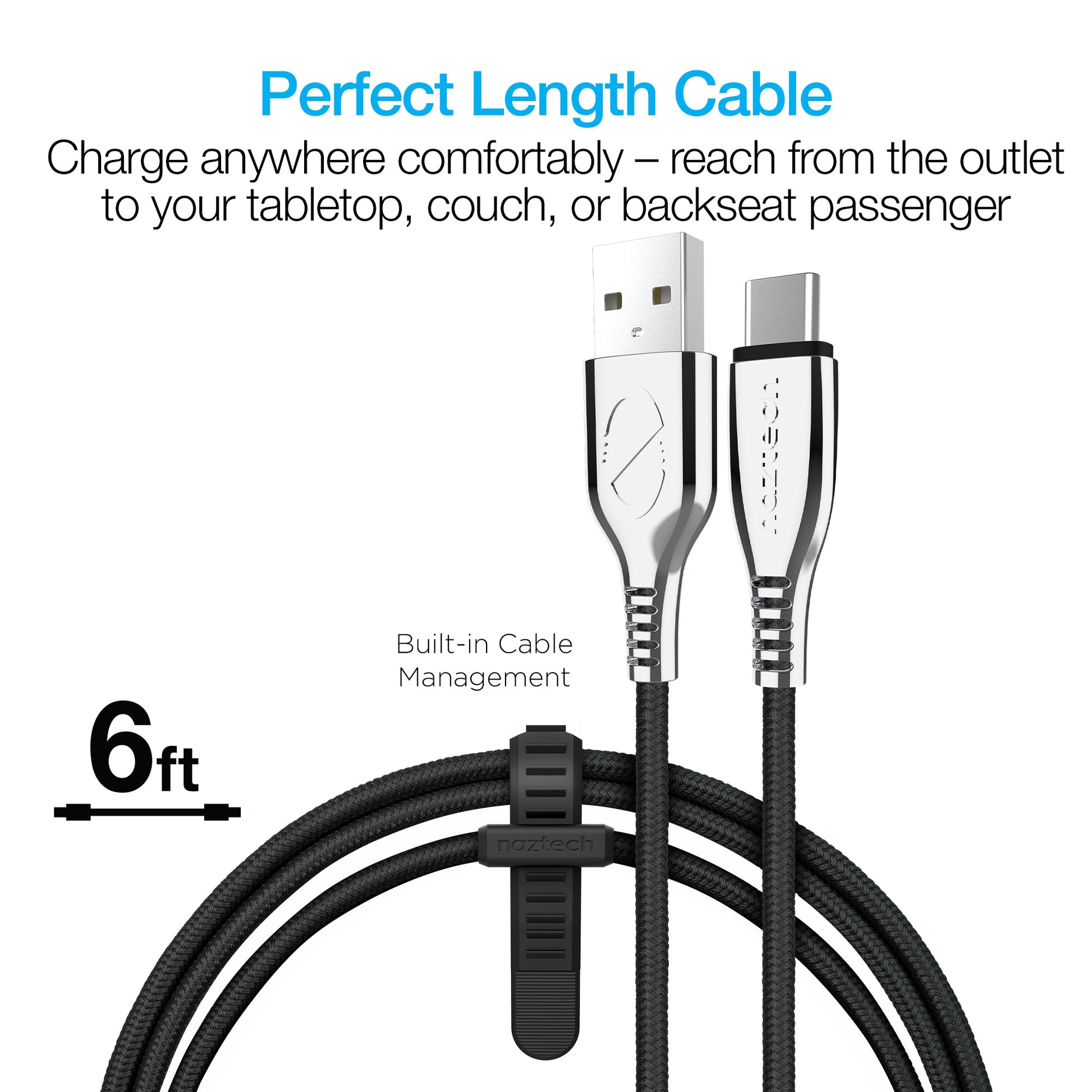 TITANIUM USB to USB-C Braided Cable | 6ft | Black - US Stores