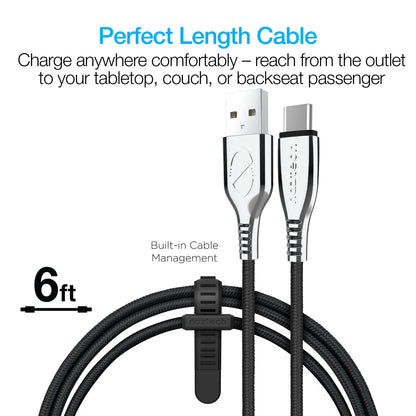 TITANIUM USB to USB-C Braided Cable | 6ft | Black - US Stores
