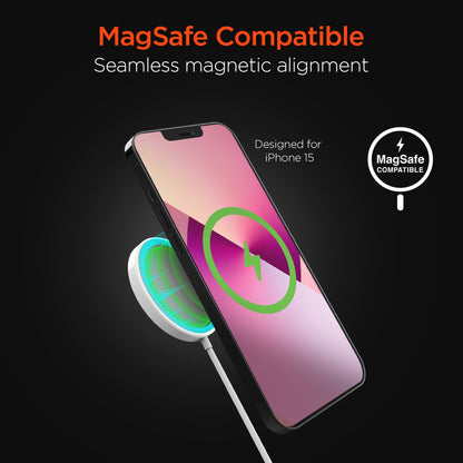 Universal 15W Magnetic Wireless Fast Charger | White - US Stores