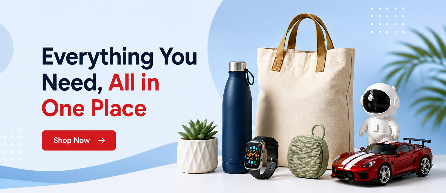 US Stores website homepage with products and promotional text on a white background